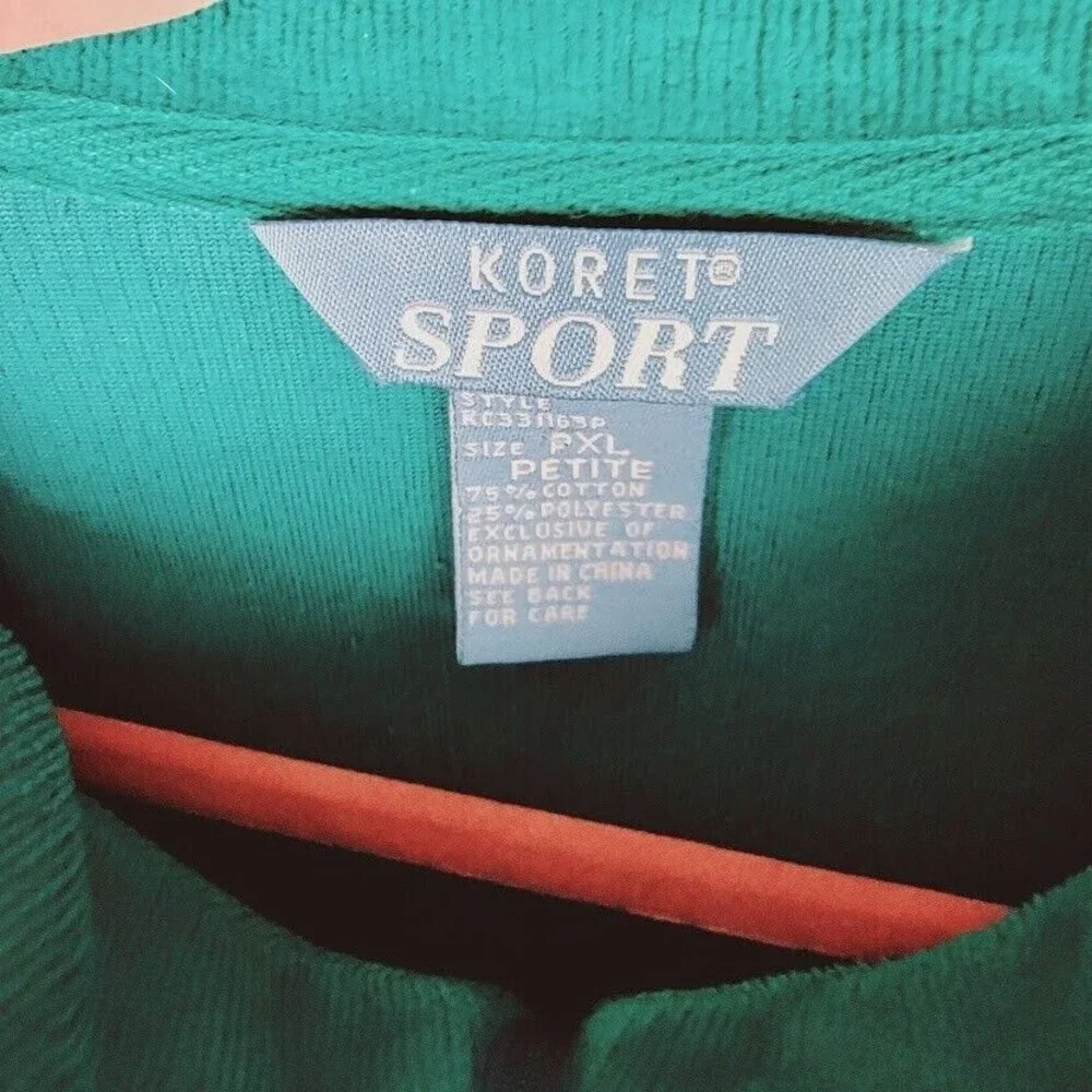 Koret Sport Women's Jacket PXL Green Corderoy with Rhinestones Side Pockets